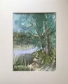 Vízparti fák 40x30 cm akvarell